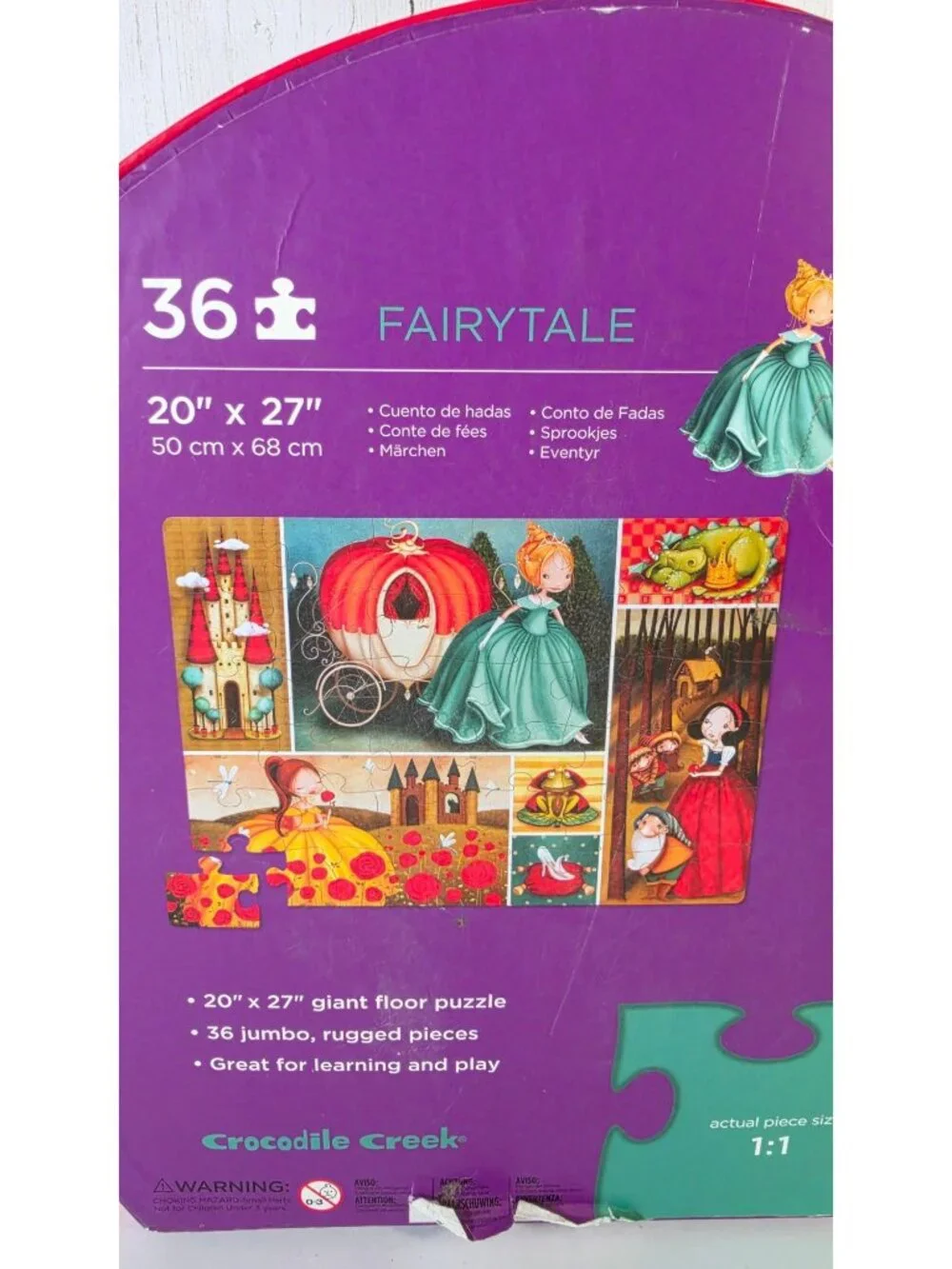 CROCODILE CREEK FAIRYTALE PRINCESS SHAPED FLOOR PUZZLE 36 PIECE JUMBO KIDS TOY